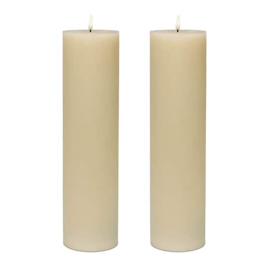 Melrose Beige FIA WICK Pillar Candles, 2ct.